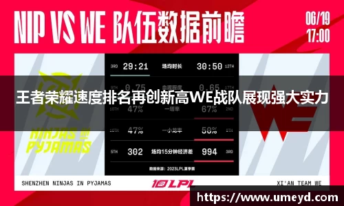 王者荣耀速度排名再创新高WE战队展现强大实力